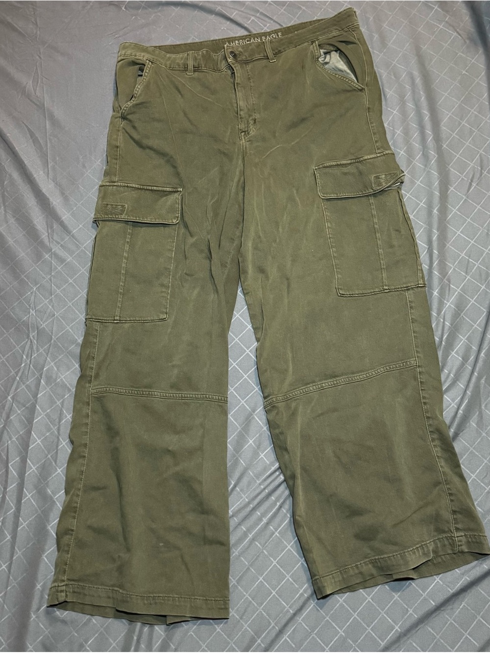 American Eagle Outfitters Olive Green Cargo Jumpsuit-Style Pants